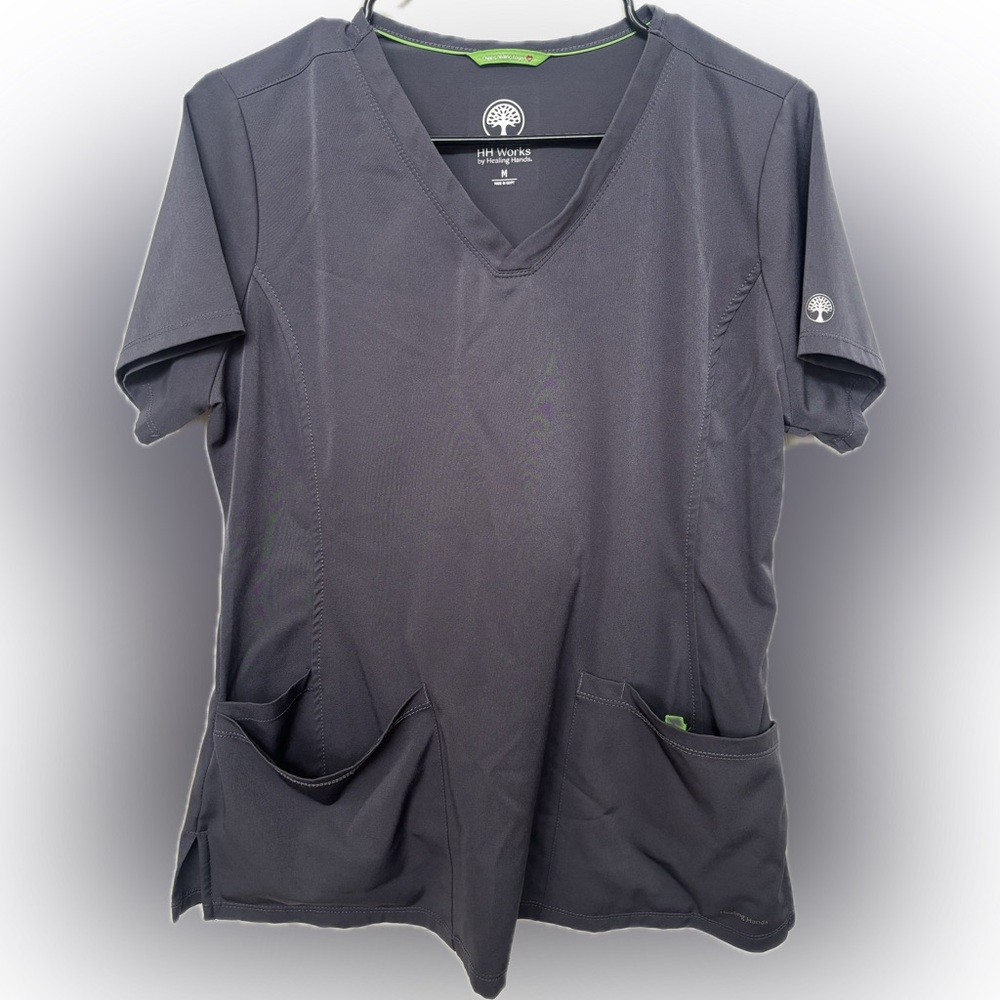 Healing Hands Pewter Grey V-Neck Scrub Top
